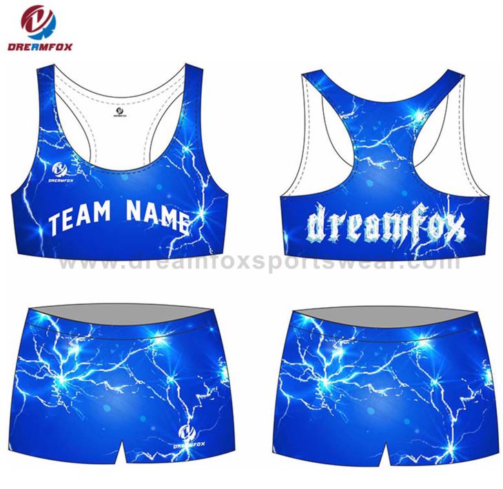 2018 Custom Sublimation Cheerleading Performance Táncos tenyésztés felsők és alul